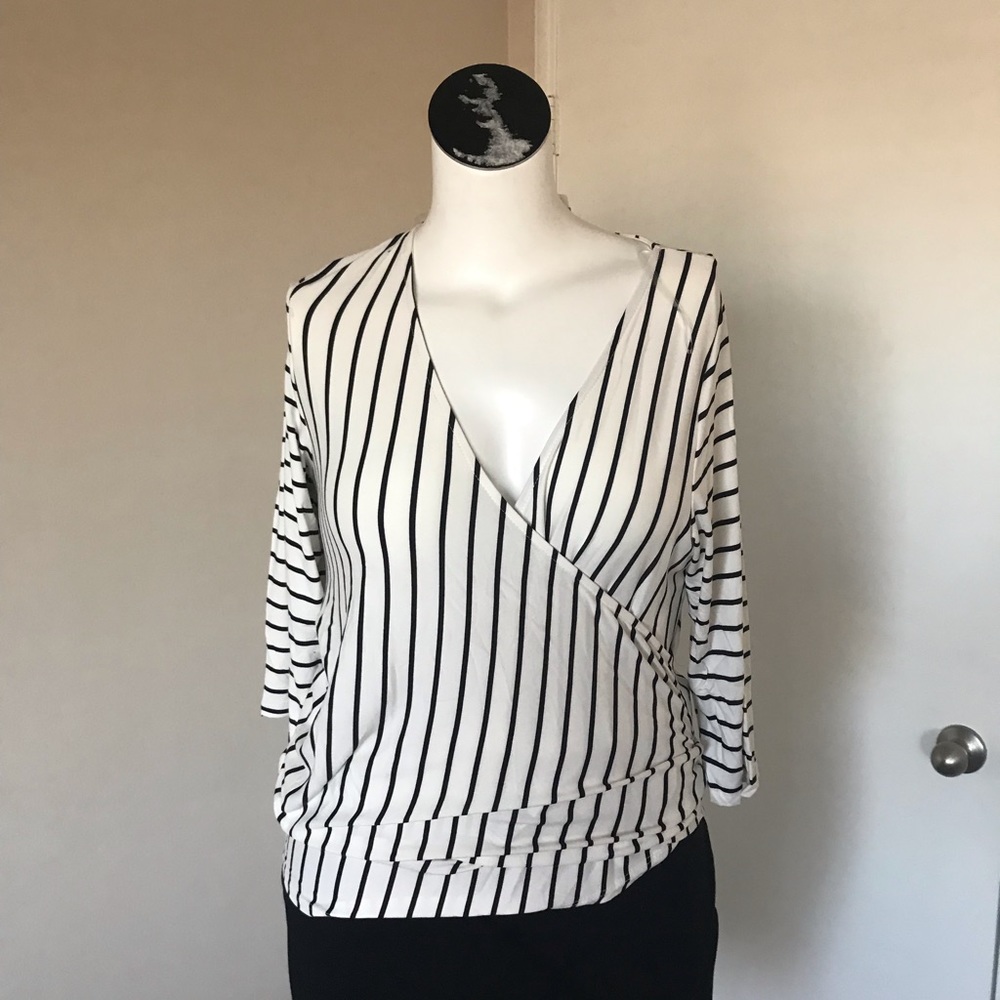 Striped faux-wrap top - Picture 3 of 4